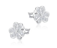 Leaf Clovers With CZ Stone Silver Ear Stud STS-5149